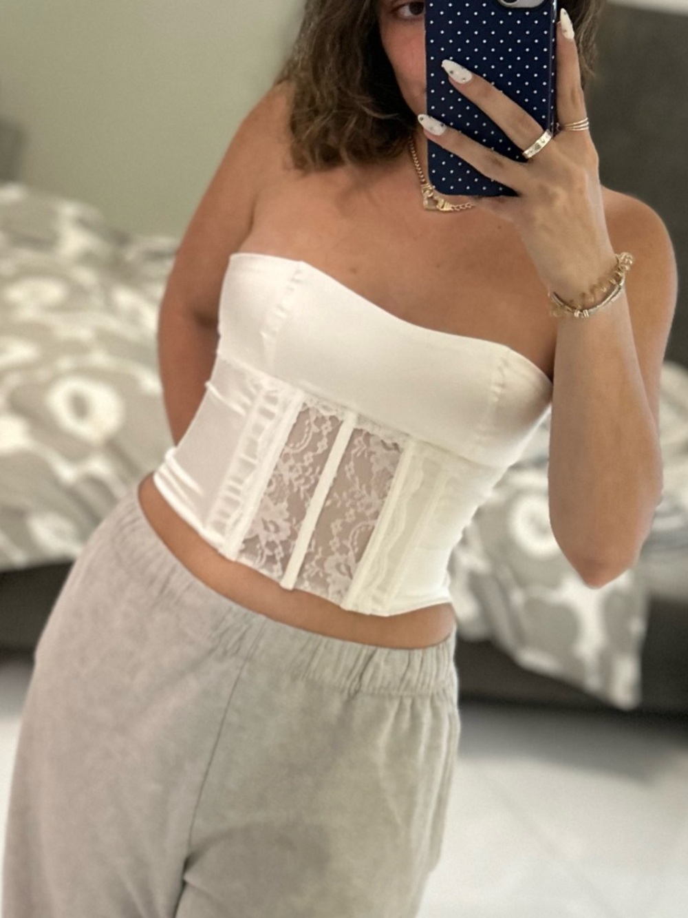 White Strapless Lace Corset Top Edikted size small